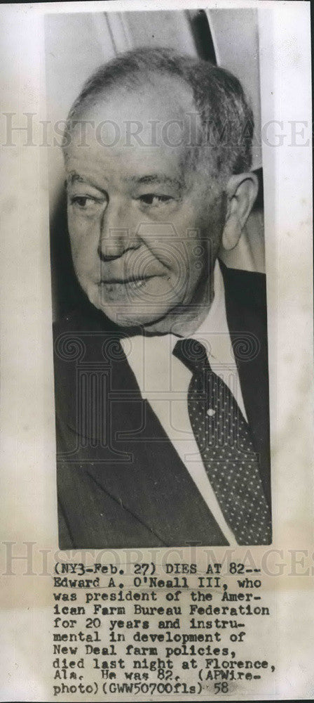 1958 Press Photo Edward O&#39;Neall III, American Farm Bureau Federation - Historic Images