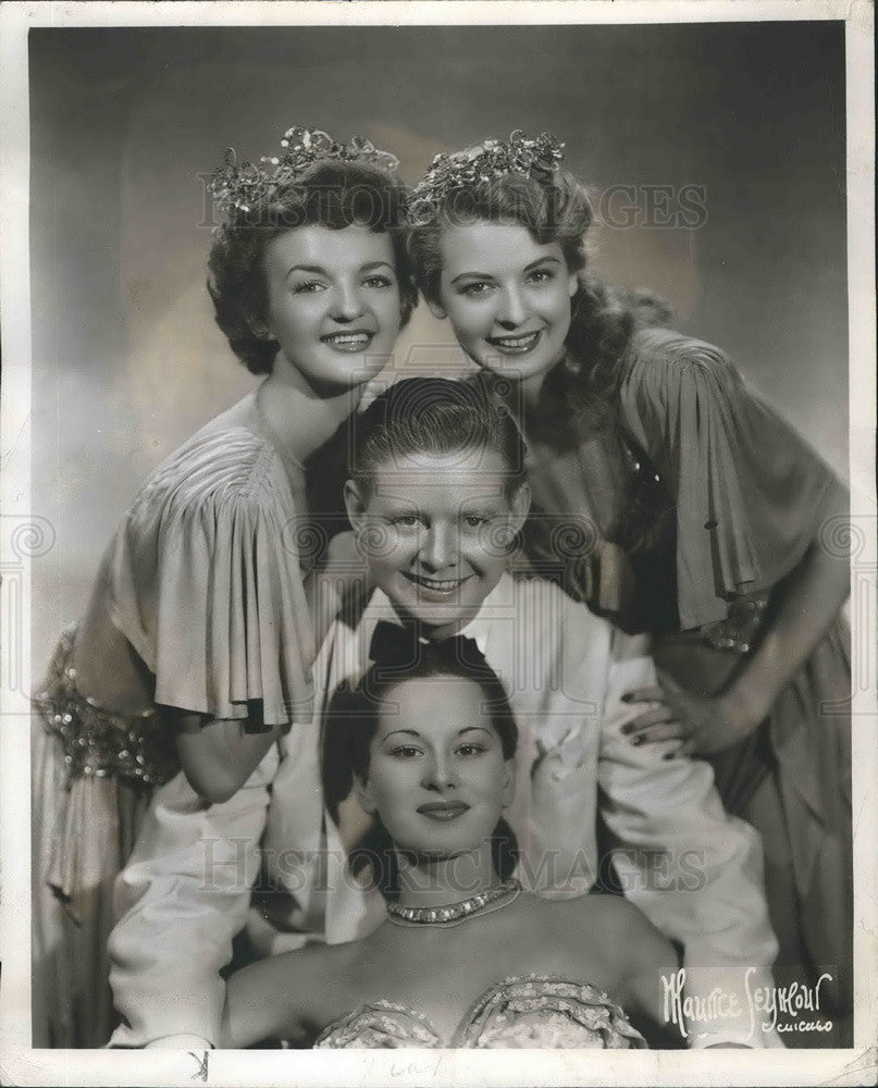 1949 Press Photo Eddie O'neal Adrienne Fligiel Nancy Doran Parade of Stars - Historic Images