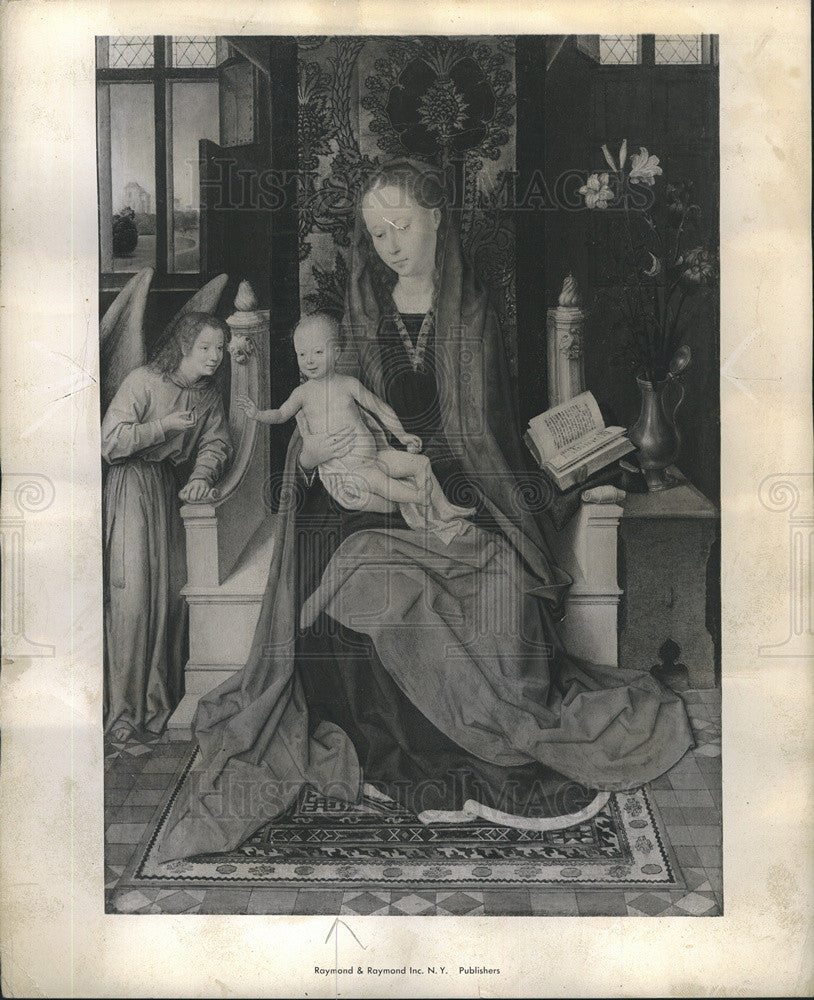 1948 Press Photo &quot;The Virgin and Child Enthrones With an Angel&quot; - Historic Images