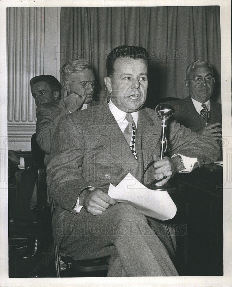 1949 Press Photo P.J. Meinardi/Assistant Comptroller CTA/Hearing - Historic Images