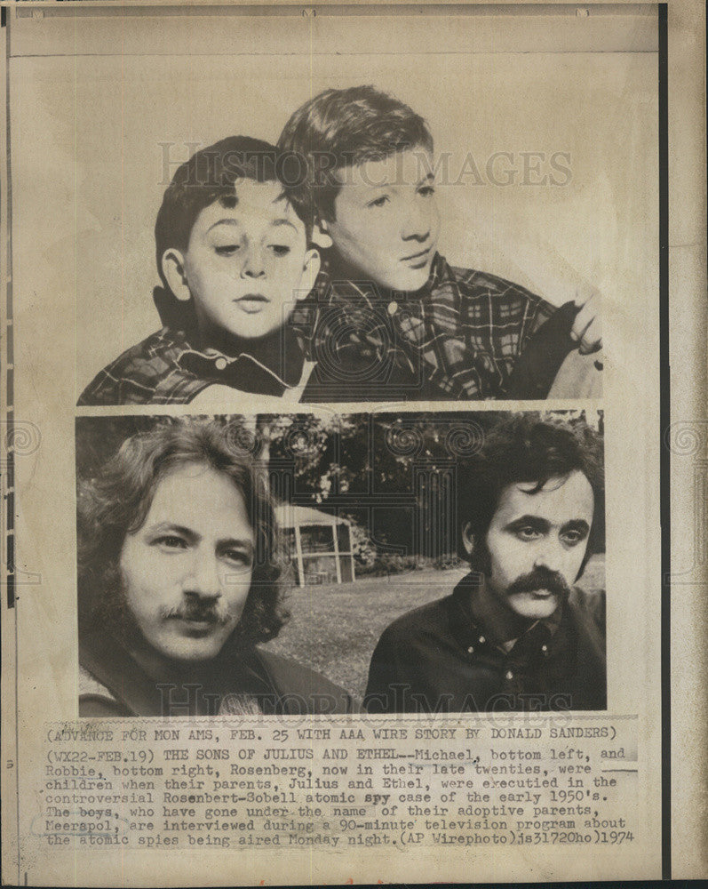 1974 Press Photo Michael/Robbie Rosenberg/Rosenbert-Sobell Atomic Spy Case - Historic Images