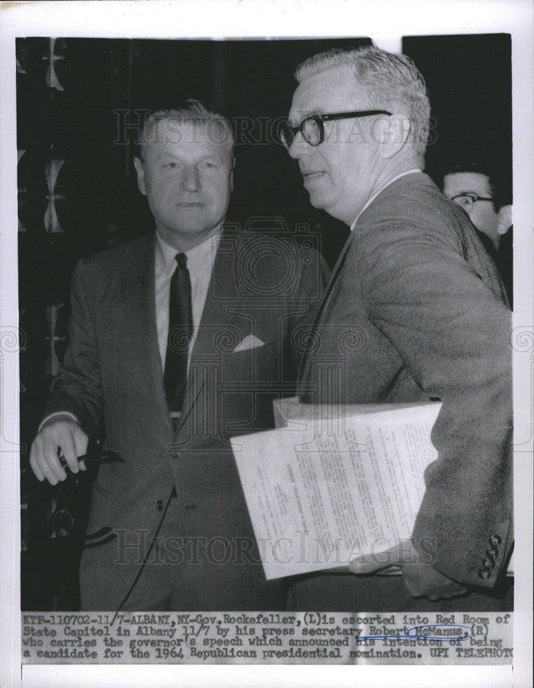 Press Photo New York Governor Nelson Rockefeller &amp; Robert McManus Albany GOP - Historic Images