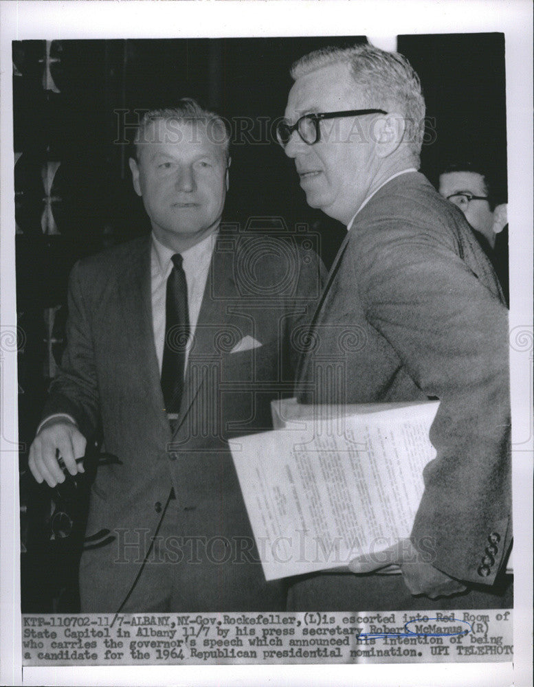 Press Photo New York Governor Nelson Rockefeller Press Secretary Robert McManus - Historic Images