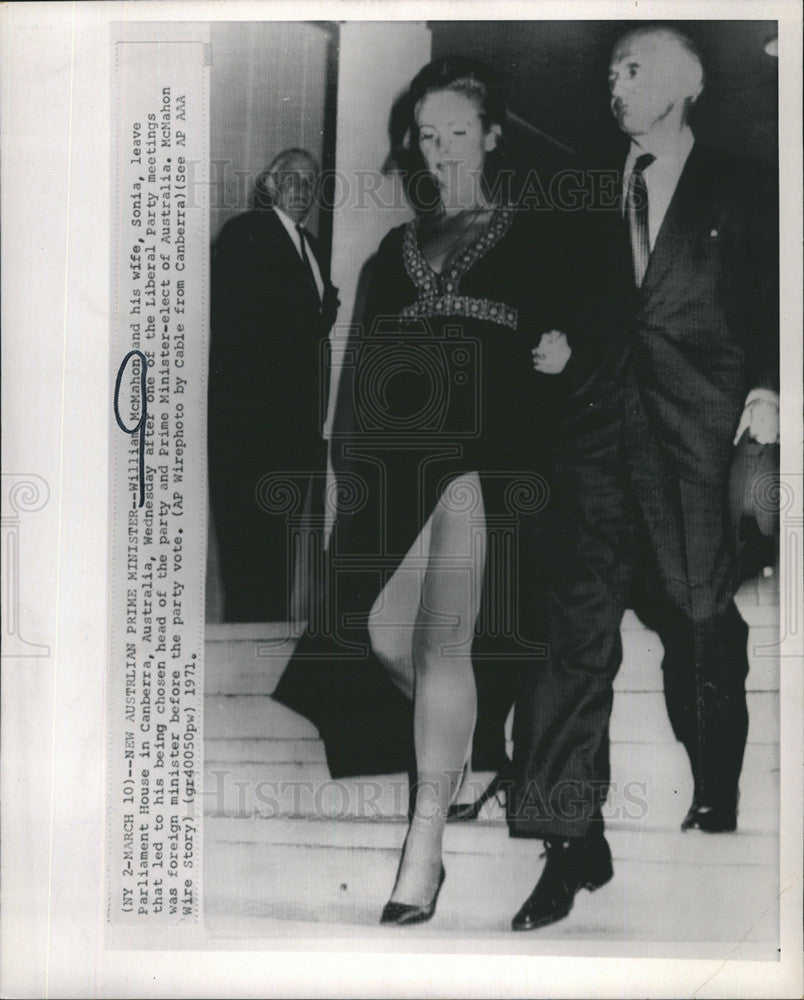 1971 Press Photo William McMahon/Australian Prime Minister/Sonia McMahon - Historic Images