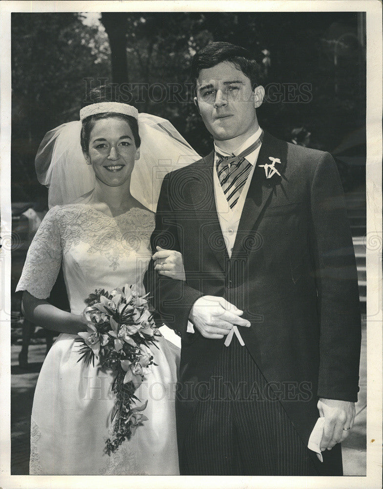 1963 Press Photo Mr. &amp; Mrs. William John McMahon, Jr. society wedding at St. - Historic Images