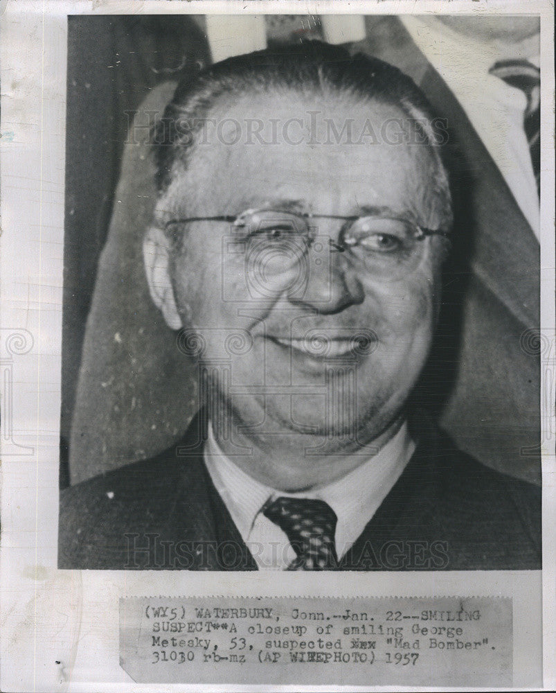 1957 Press Photo George Metesky suspected Mad Bomber - Historic Images