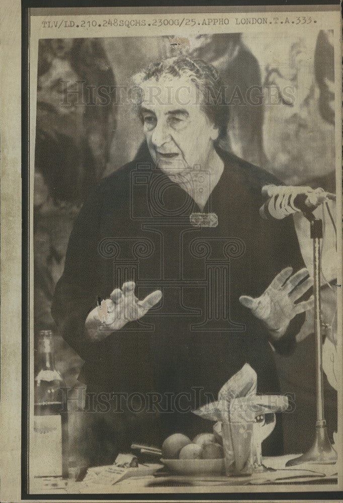 1973 Press Photo Israeli Premier Golda Meir Jerusalem Mideast War - Historic Images