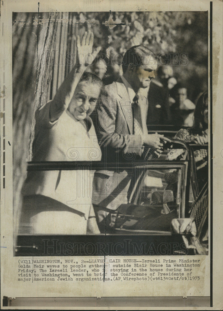 1973 Press Photo Israeli Prime Minister Golda Meir Washington - Historic Images