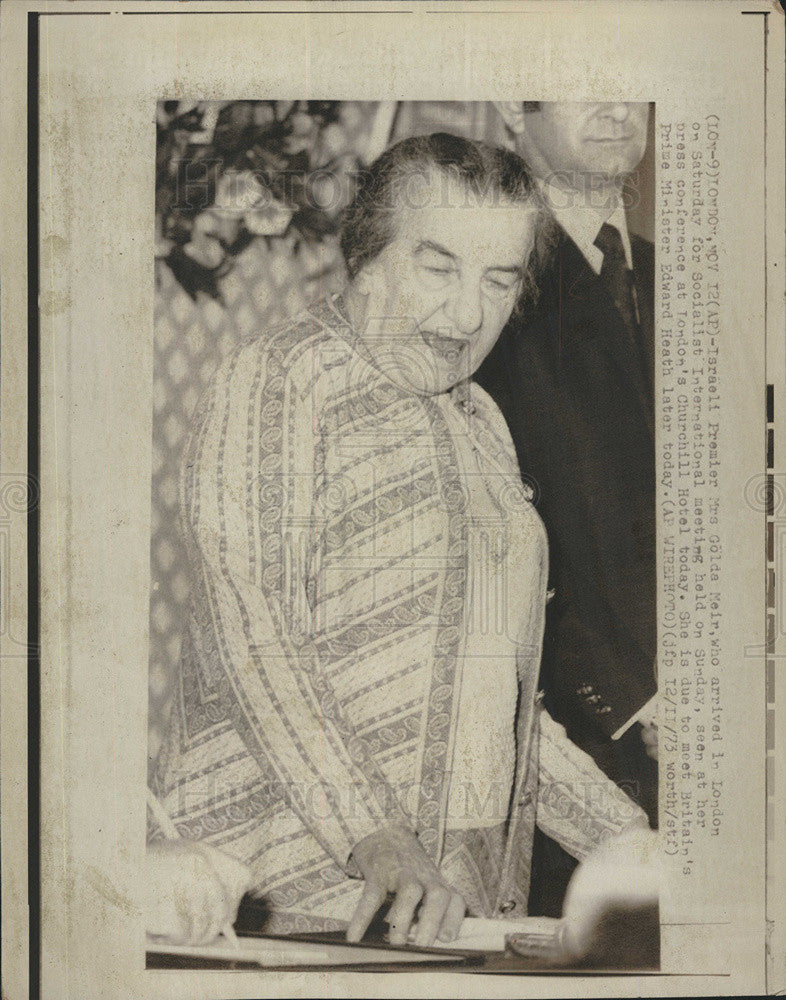 1973 Press Photo Israeli Prime Minister Mrs. Golda Meir London - Historic Images