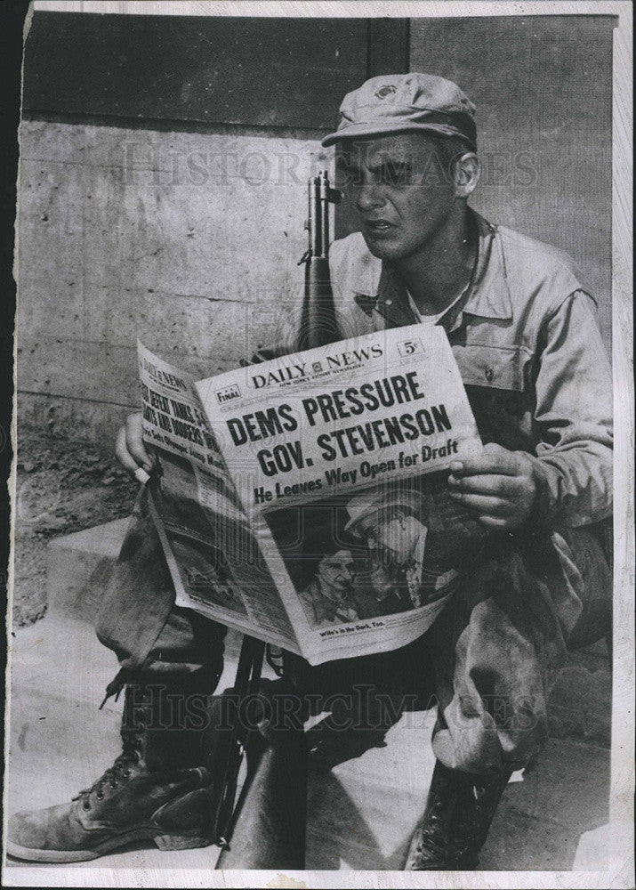 1952 Press Photo Marine Officer Candidate Adlai Stevenson Jr, Quantico, Virginia - Historic Images