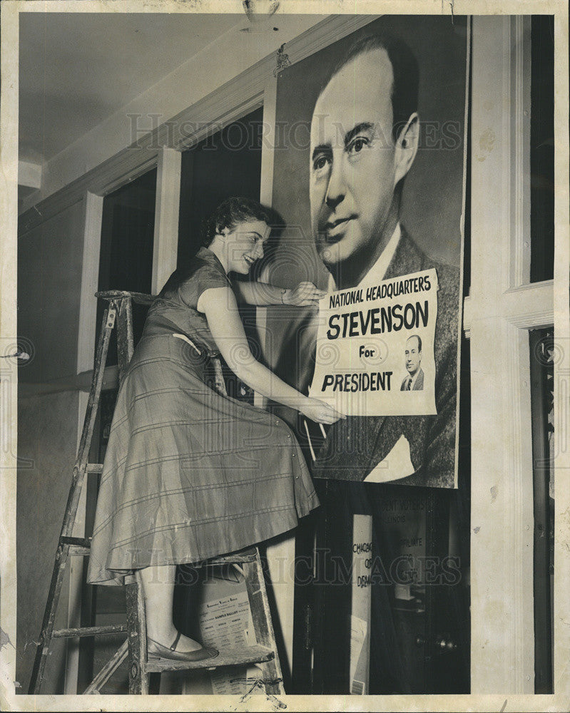 1952 Press Photo Connie Ballin headquarters National Committee Stevenson - Historic Images