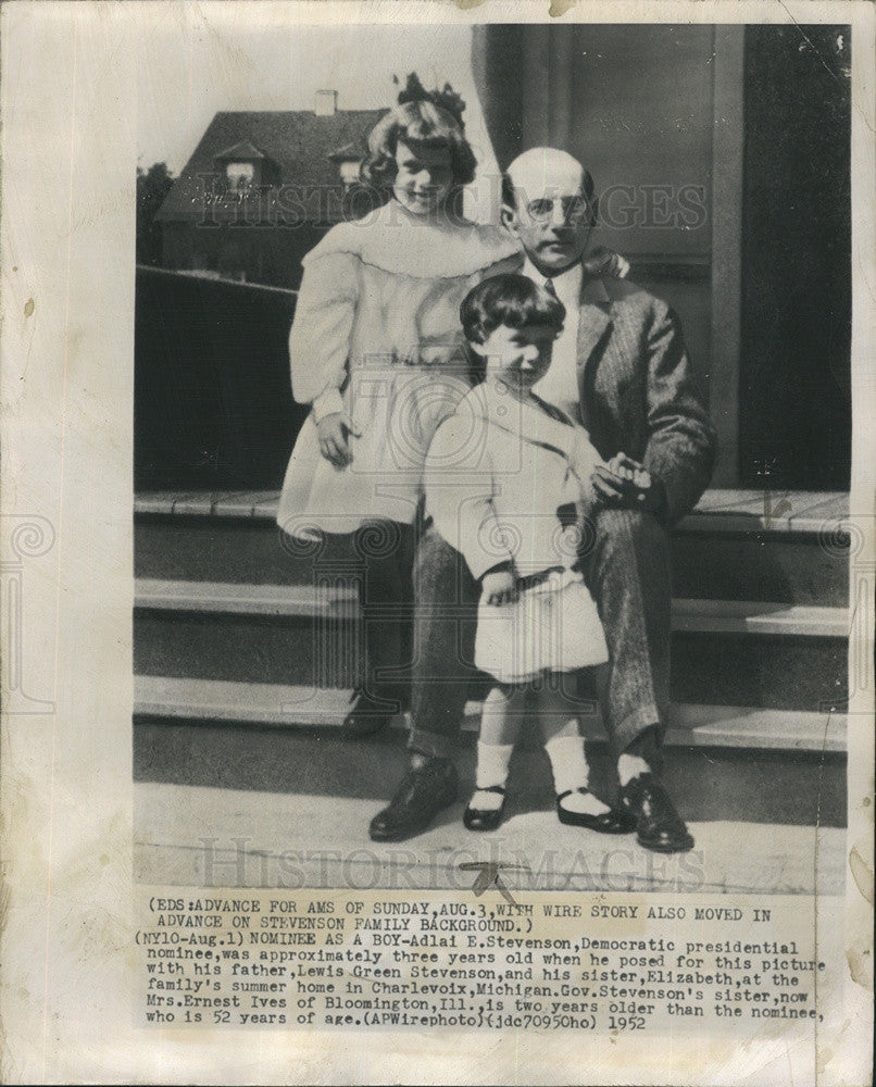 1952 Press Photo Copy of Older Photo Adlai Stevenson, Three Years Old - Historic Images