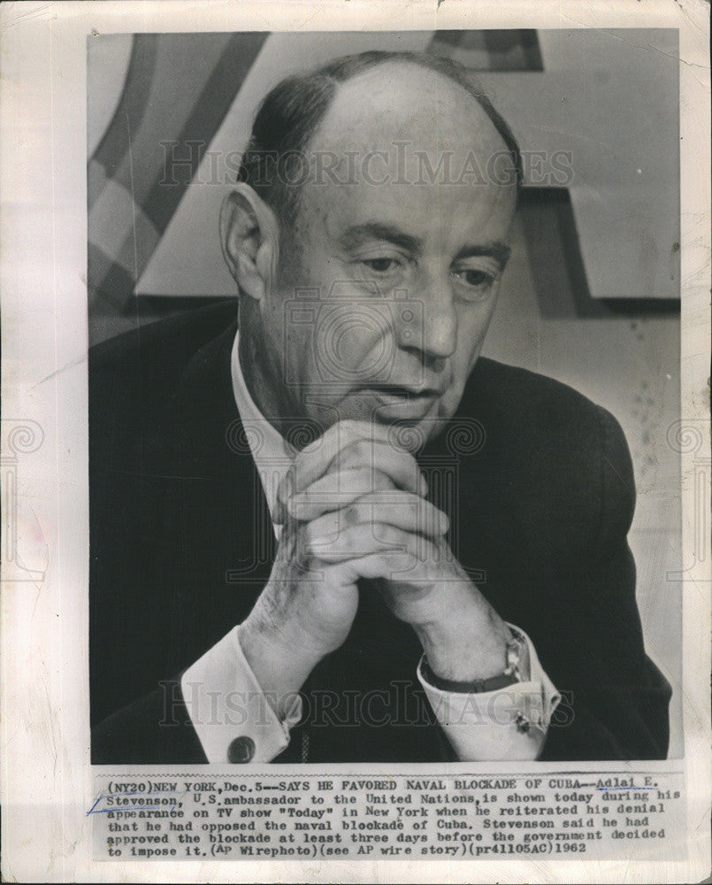 1962 Press Photo Adlai Stevenson, US Ambassador United Nations - Historic Images