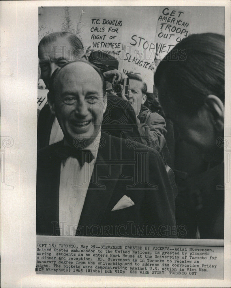 1965 Press Photo Adlai Stevenson, United Nations US Ambassador - Historic Images