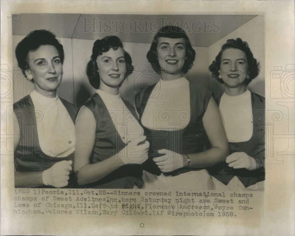 1958 Press Photo International champs of Sweet Adelines, Inc, the Sweet and Lows - Historic Images