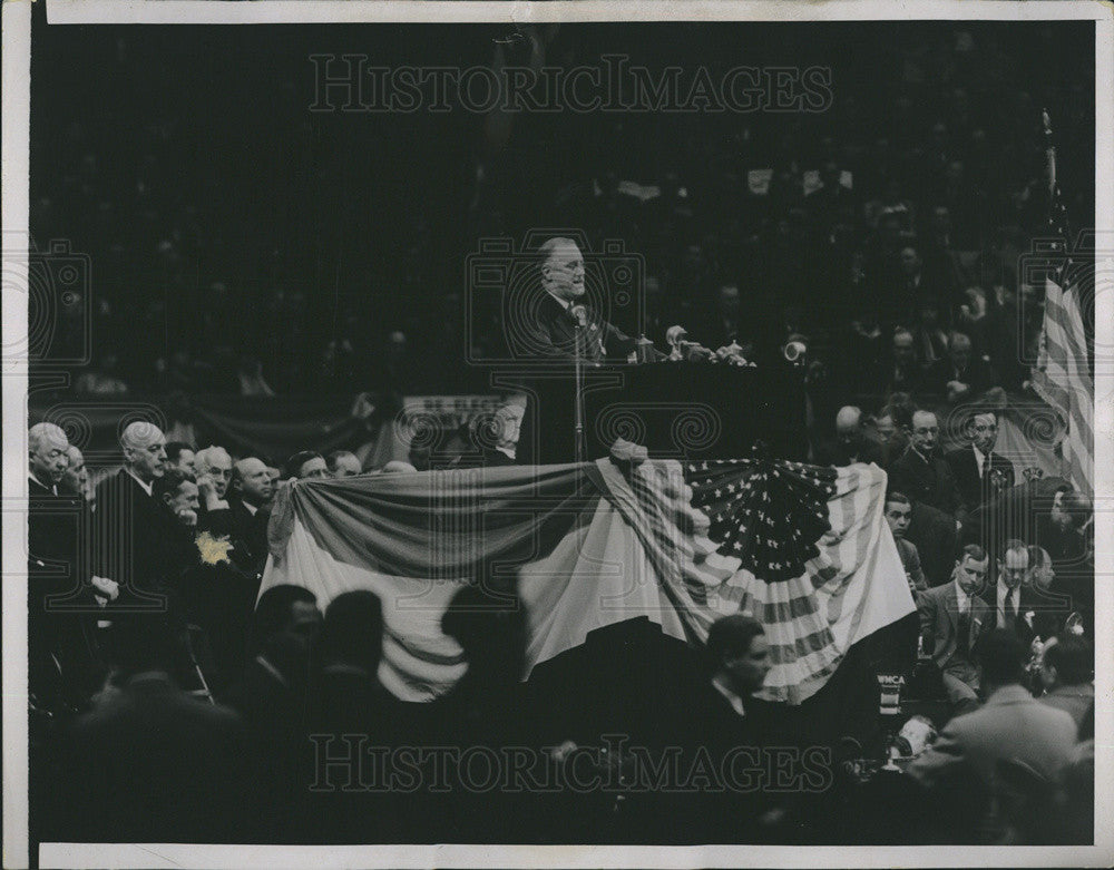 1936 Press Photo President Franklin D. Roosevelt FDR Madison Square Garden Speak - Historic Images