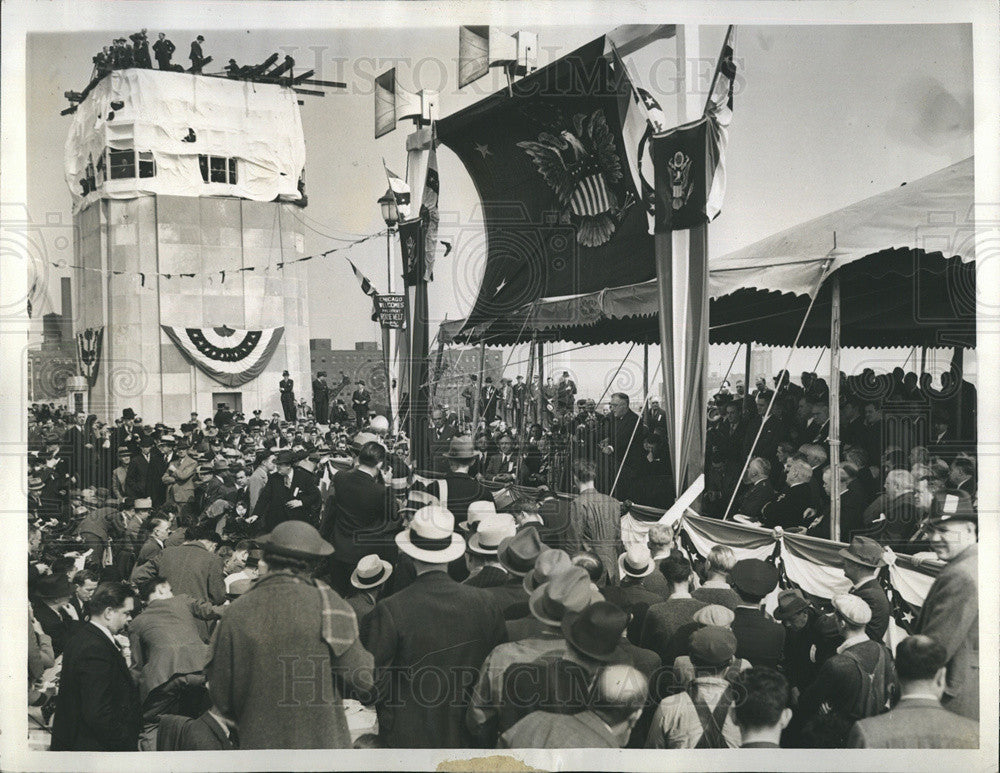 1937 Press Photo President Franklin D. Roosevelt FDR Outer Drive Bridge Dedicate - Historic Images