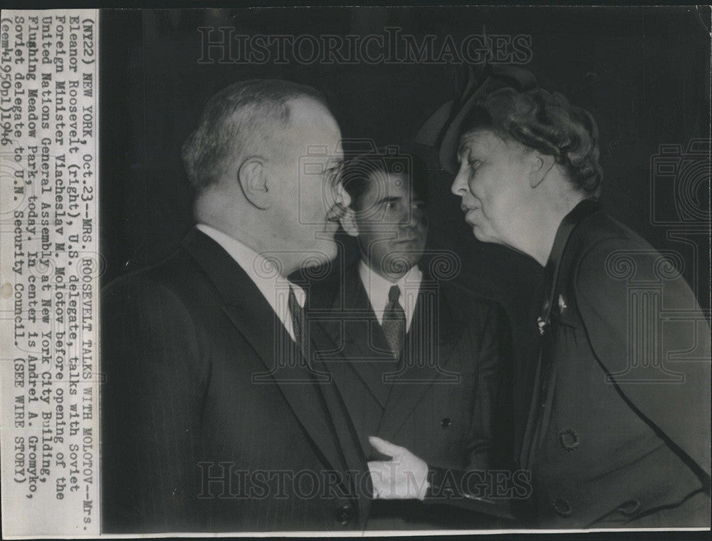 1946 Press Photo Roosevelt Soviet Foreign Minister Molotov United Nations - Historic Images