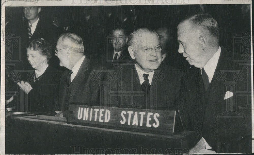 1948 Press Photo Eleanor Roosevelt Dulles Austin Secretary State Marshall - Historic Images