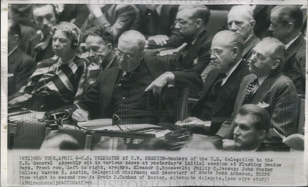 1949 Press Photo US General Assembly Flushing Meadow Park Eleanor Roosevelt - Historic Images