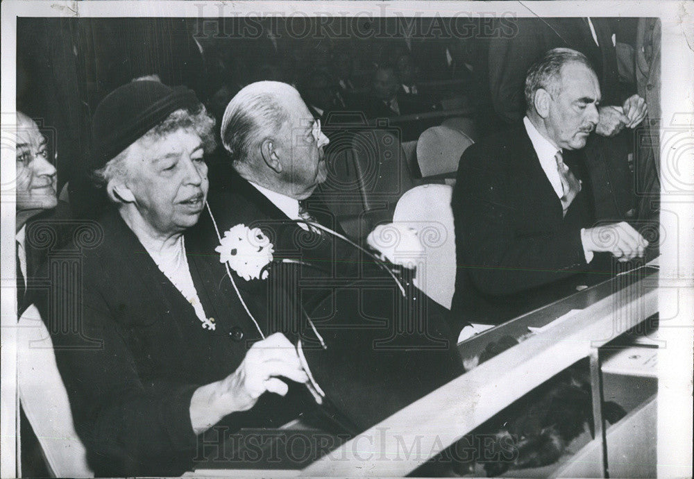 1952 Press Photo Eleanor Roosevelt Warren Austin UN Dean Acheson General Assembl - Historic Images