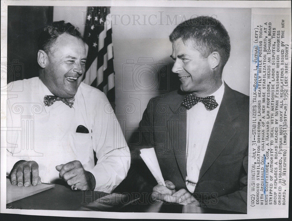 1952 Press PhotoRoger Putnam Economic Stabilazation Director Archibald Cox - Historic Images