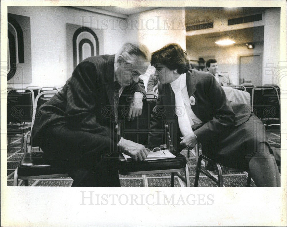 1988 Press Photo George W. Dunne And Aurelia Pucinski Cook County Democrats - Historic Images