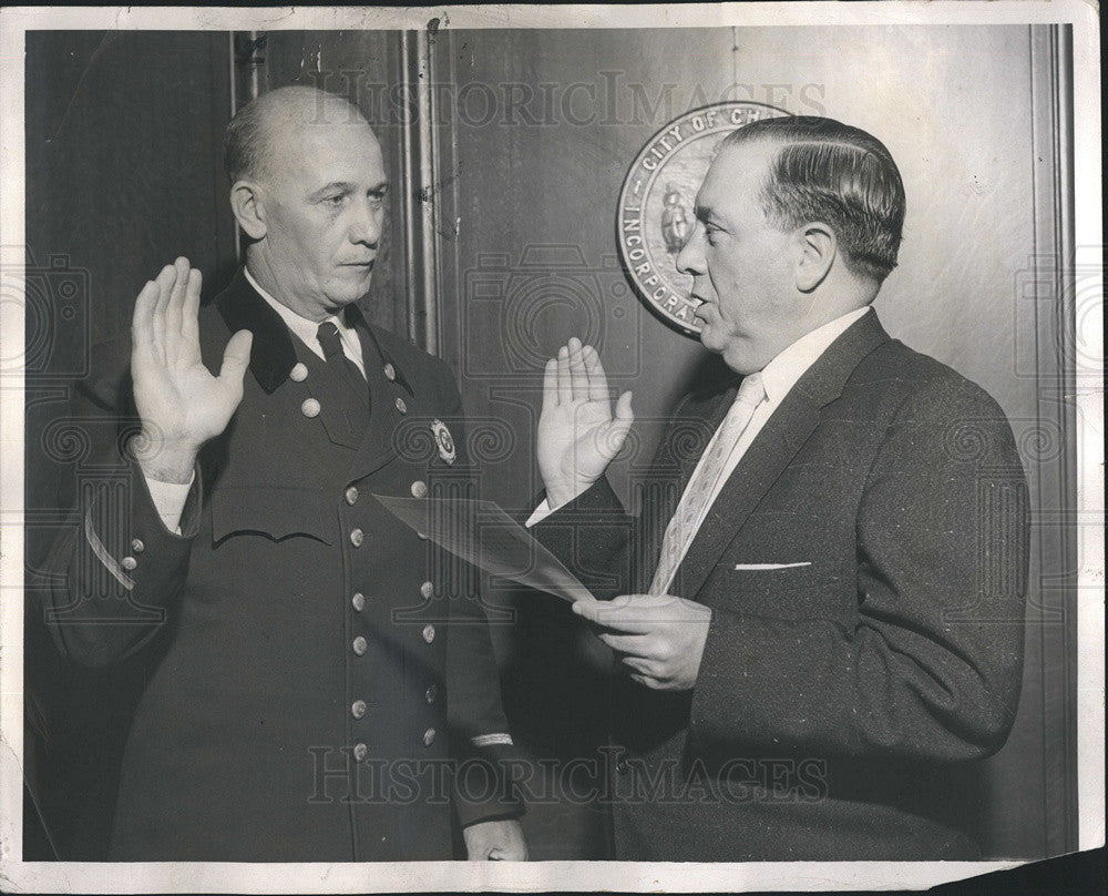 1956 Press Photo Robert J. Quinn New Asst. Fire Commissioner sworn. - Historic Images