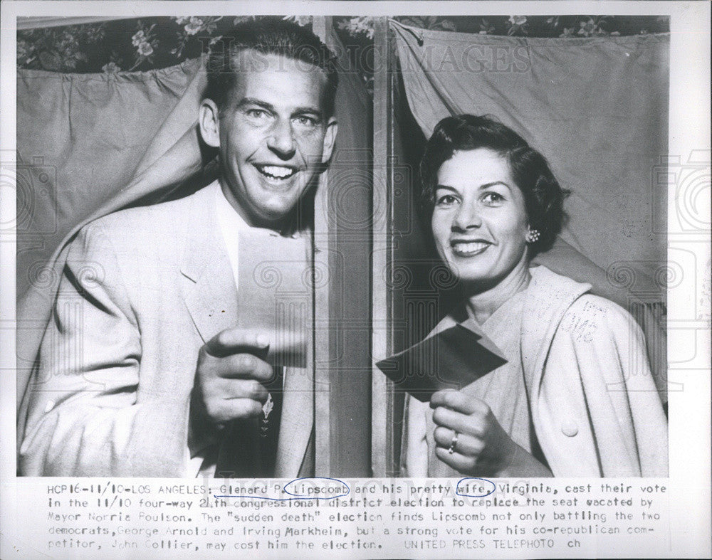 1963 Press Photo Glenard P Lipscomb and Wife Cast their votes - Historic Images