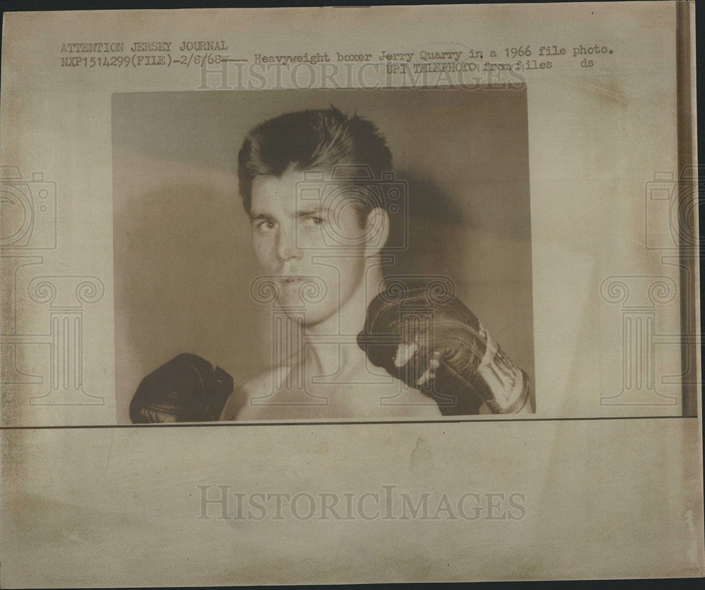 1968 Press Photo Heavyweight boxer Jerry Quarry - Historic Images