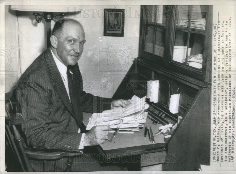 1946 Press Photo Dr. Homer Rainey running for Governor of Texas - Historic Images