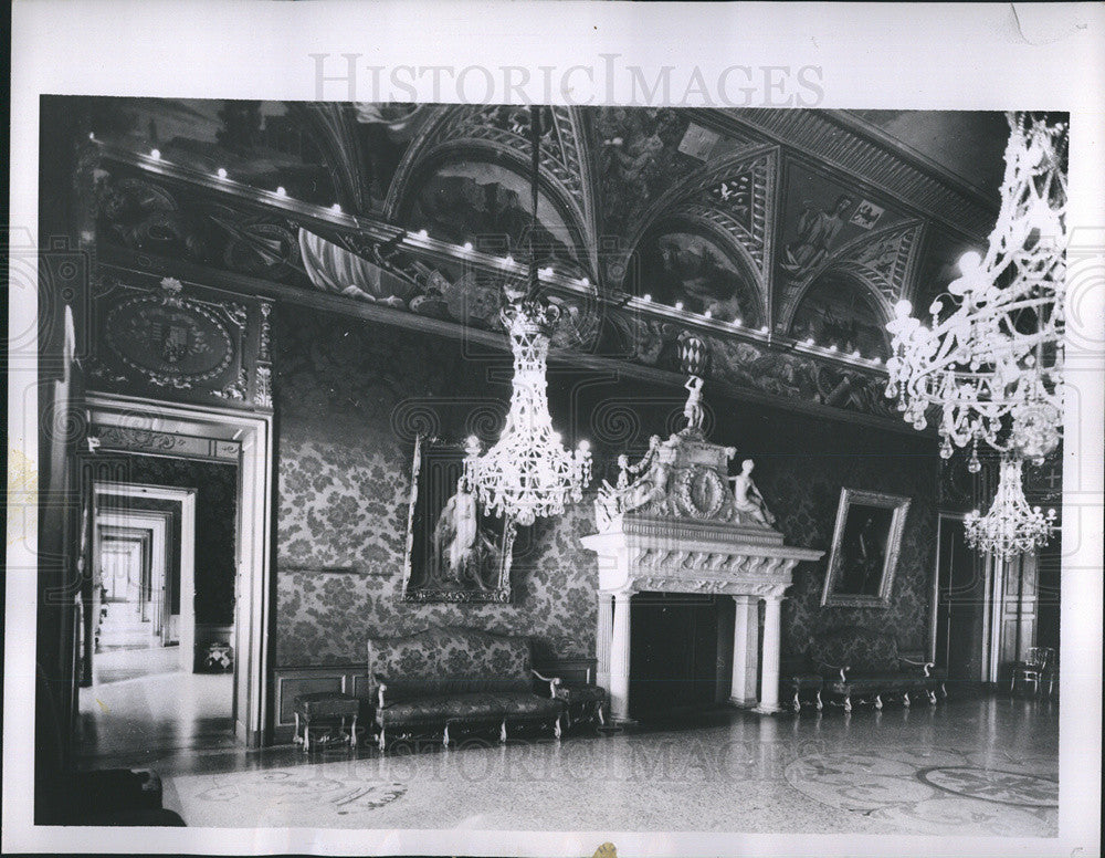 1956 Press Photo The Green Room of Royal Palace of Monaco. - Historic Images