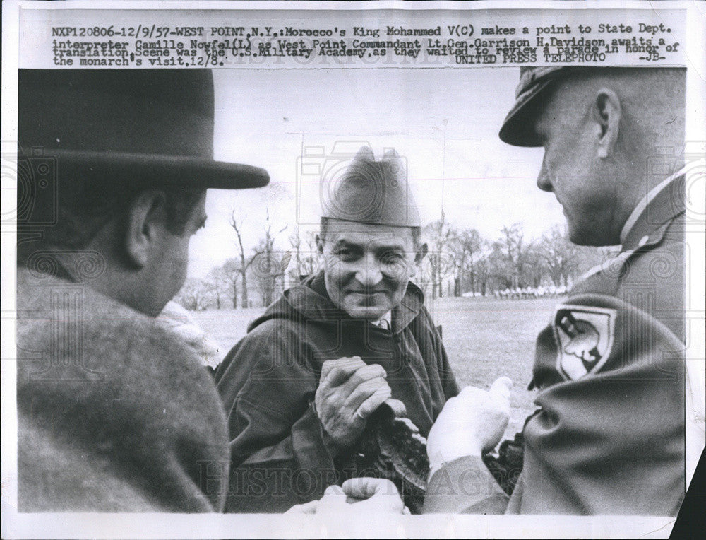 1957 Press Photo King Mohammed V of Morocco at US Military Academy Texas - Historic Images