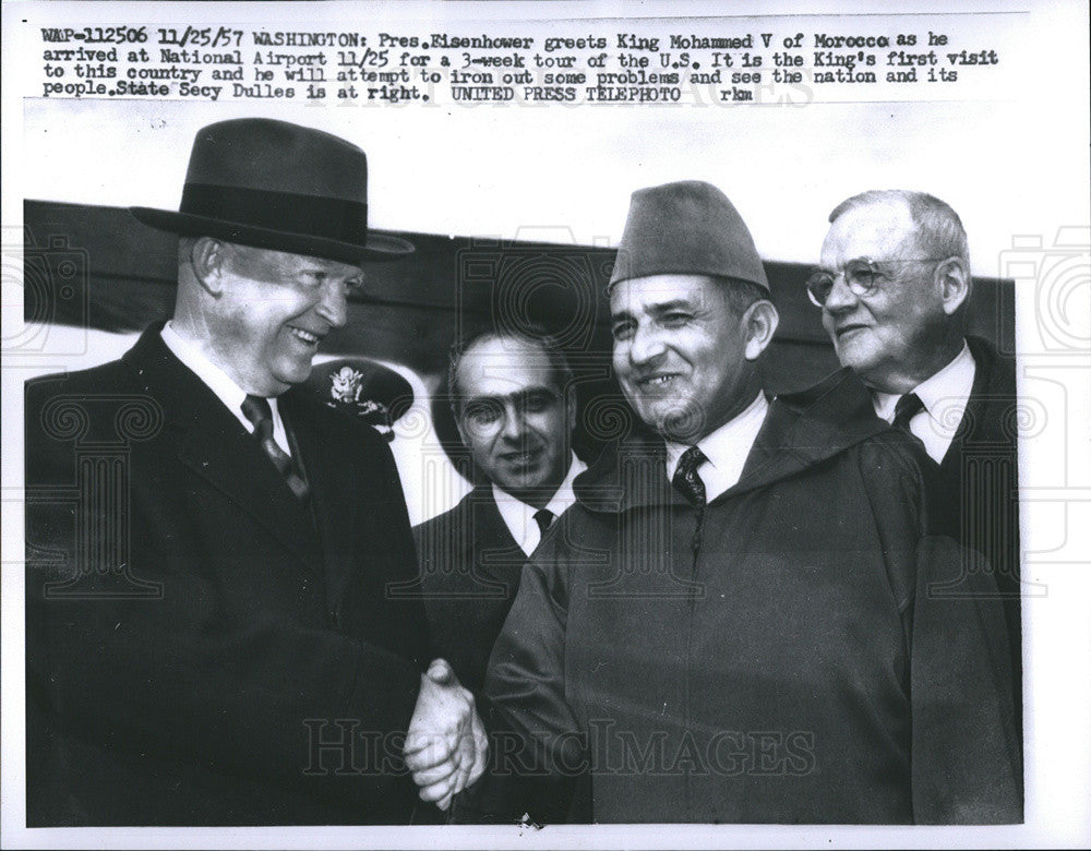 1927 Press Photo King Mohammed V of Morocco &amp; President Eisenhower in Washington - Historic Images