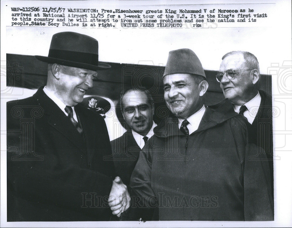 1927 Press Photo King Mohammed V of Morocco & President Eisenhower in Washington - Historic Images