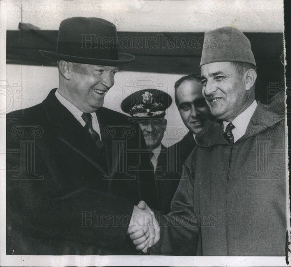 1957 Press Photo King Mohammed V of Morocco &amp; President Eisenhower Washington - Historic Images