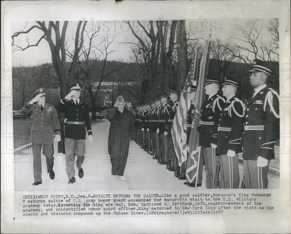 1957 Press Photo King Mohammed V of Morocco at West Point New York - Historic Images