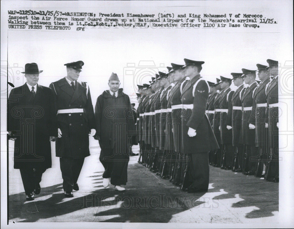 1957 Press Photo King Mohammed V of Morocco &amp; President Eisenhower - Historic Images