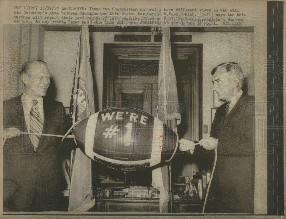 1970 Press Photo Rep. Gerald R. Ford and Rep. Clarence E. Miller - Historic Images