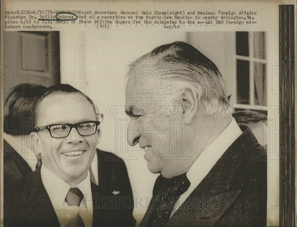 1972 Press Photo OAS Sec General Galo Plaze Mexico Foreign Minister Emilo Rabasa - Historic Images