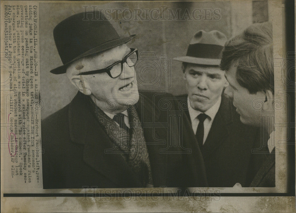 1967 Press Photo Richard Speck Trial Judge Herbert Paschen Answers Press - Historic Images