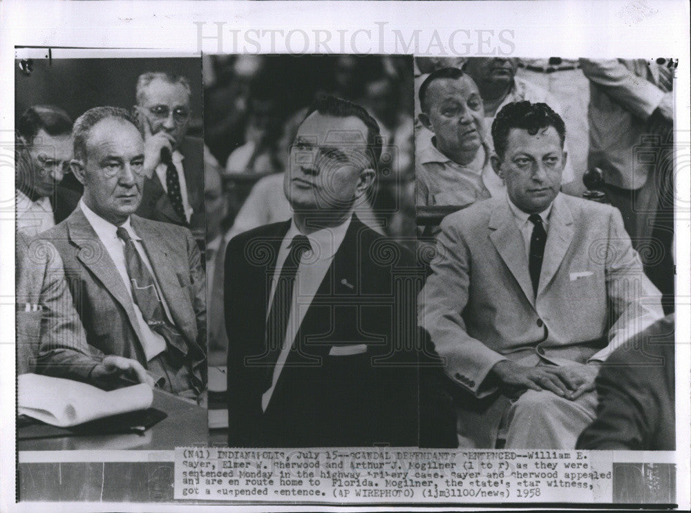 1958 Press Photo WM  Wayer/Elmer Sherwood/Arthur Mogilner Sentenced Hwy Bribery - Historic Images