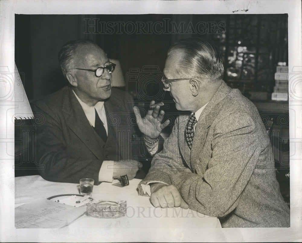 1950 Press Photo Daily News Editor Everett Norlander Swedish Editor Alfred Oste - Historic Images