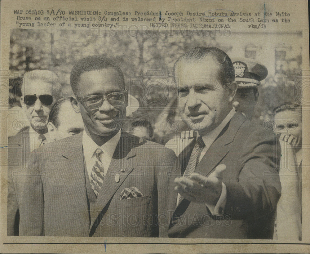 1970 Press Photo President Nixon And Congolese President Joseph Desire Mobutu - Historic Images