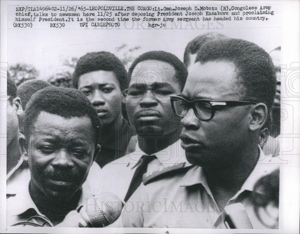 1965 Press Photo Joseph Mobutu After Deposing President Kasabuvu Talks Press - Historic Images