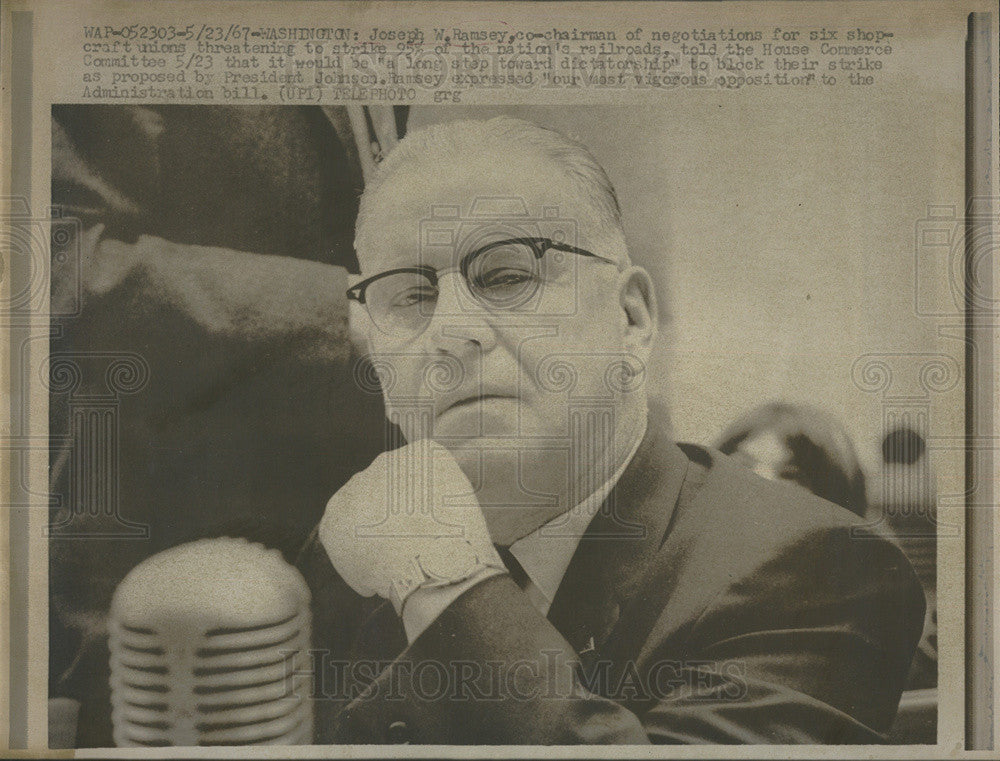 1967 Press Photo Joseph W. Ramsey Co-chairman Negotiations threatening Strike - Historic Images