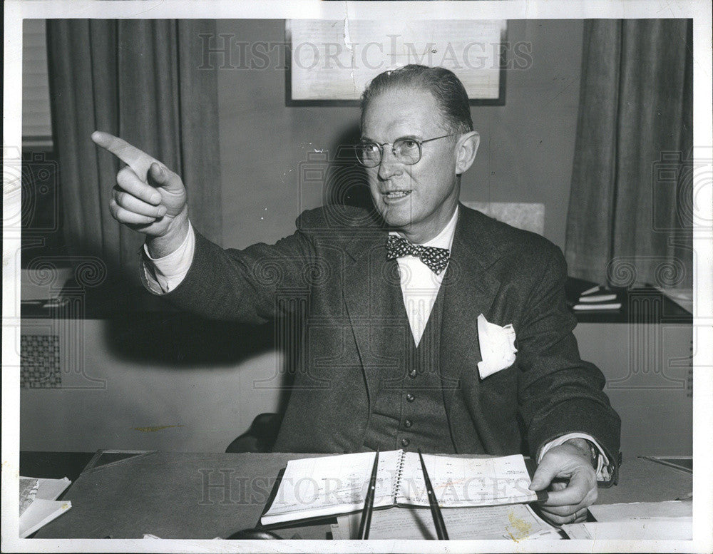 1959 Press Photo Dem IL Gov Candidate Stephen Mitchell At Press Conference - Historic Images