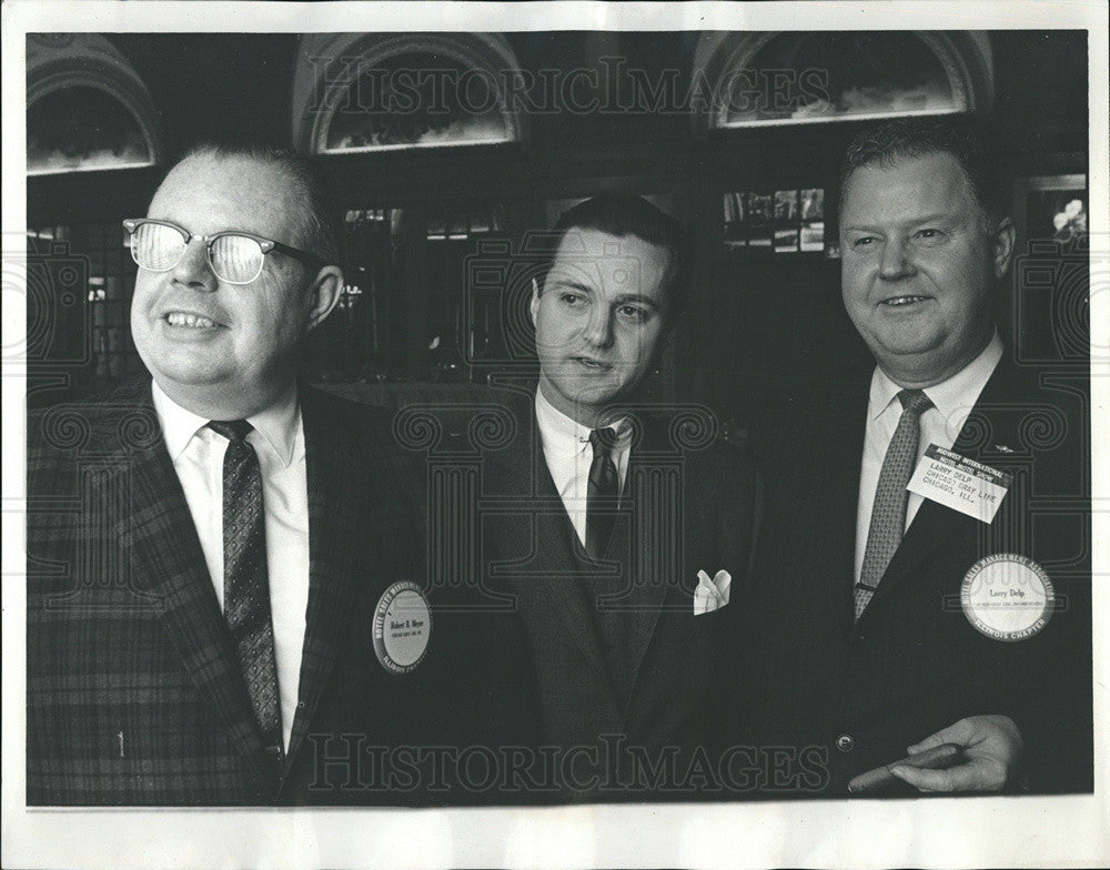 1964 Press Photo Robert Meyer, M.T. Nordahl, Larry Delp Dinner At Sherman Hotel - Historic Images