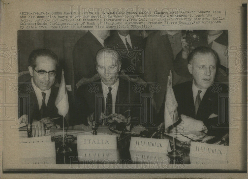 1968 Press Photo Finance market ministers meeting in Rome Pierre Werner - Historic Images