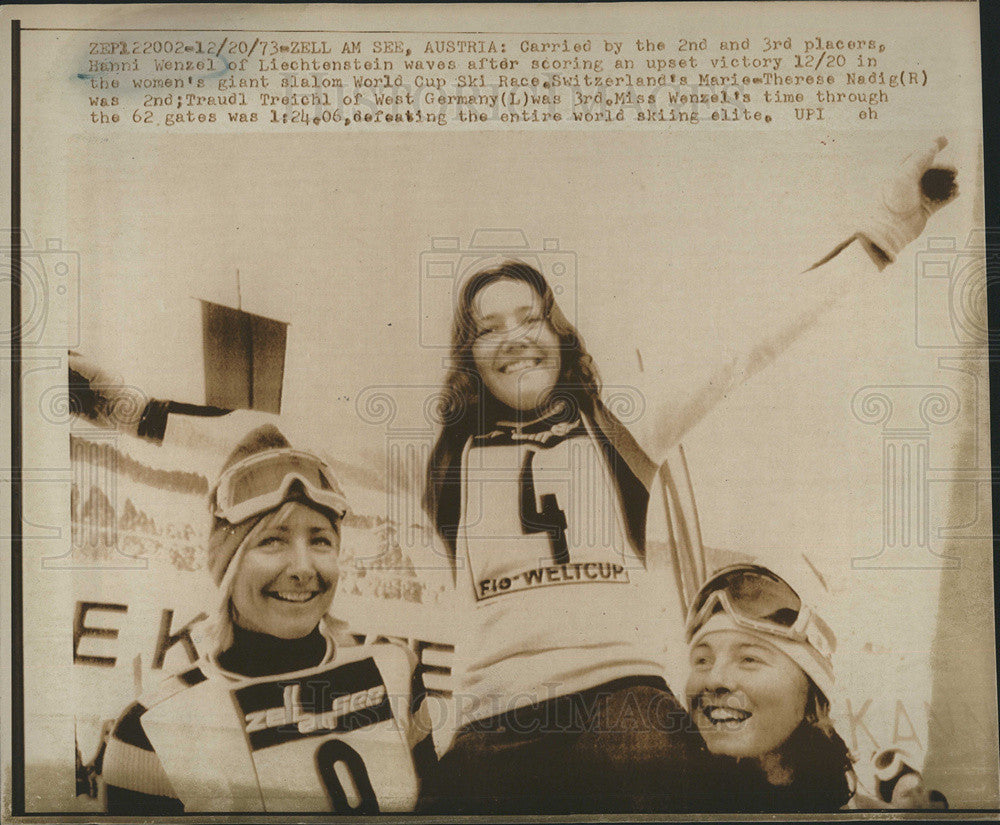 1973 Press Photo Hanni Wenzel Womens Slalom World Cup ski race - Historic Images